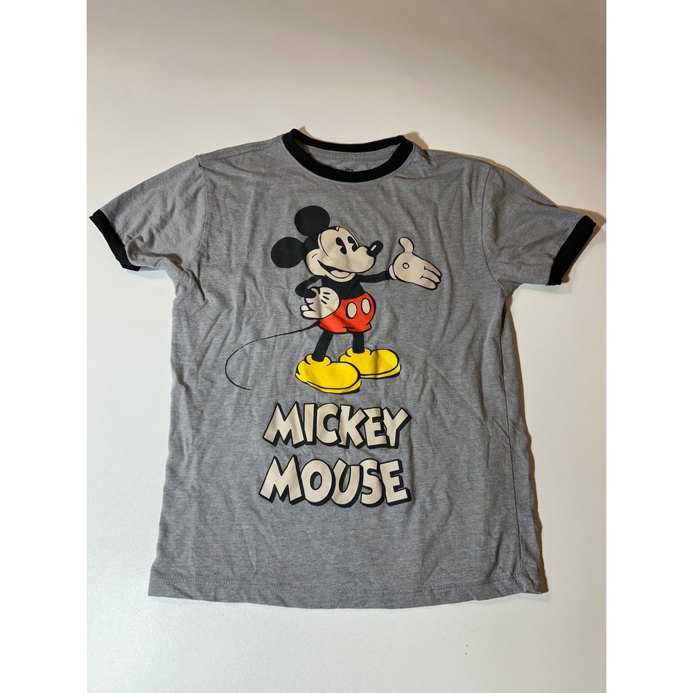 Disney Mickey Mouse T-Shirt Men's Large Gray Ringer Graphic Tee